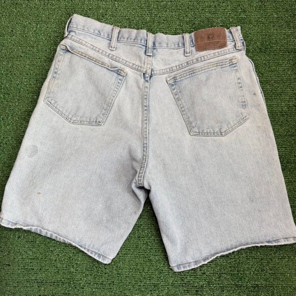 Men's Y2K Light Wash Jean Shorts Size 34" Distressed - Picture 2 of 6